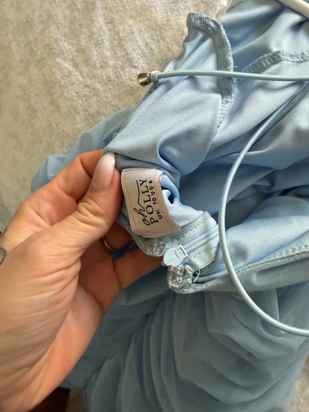 Oh Polly Powder Blue Ruched Halter Mini Dress - Picture 2 of 2